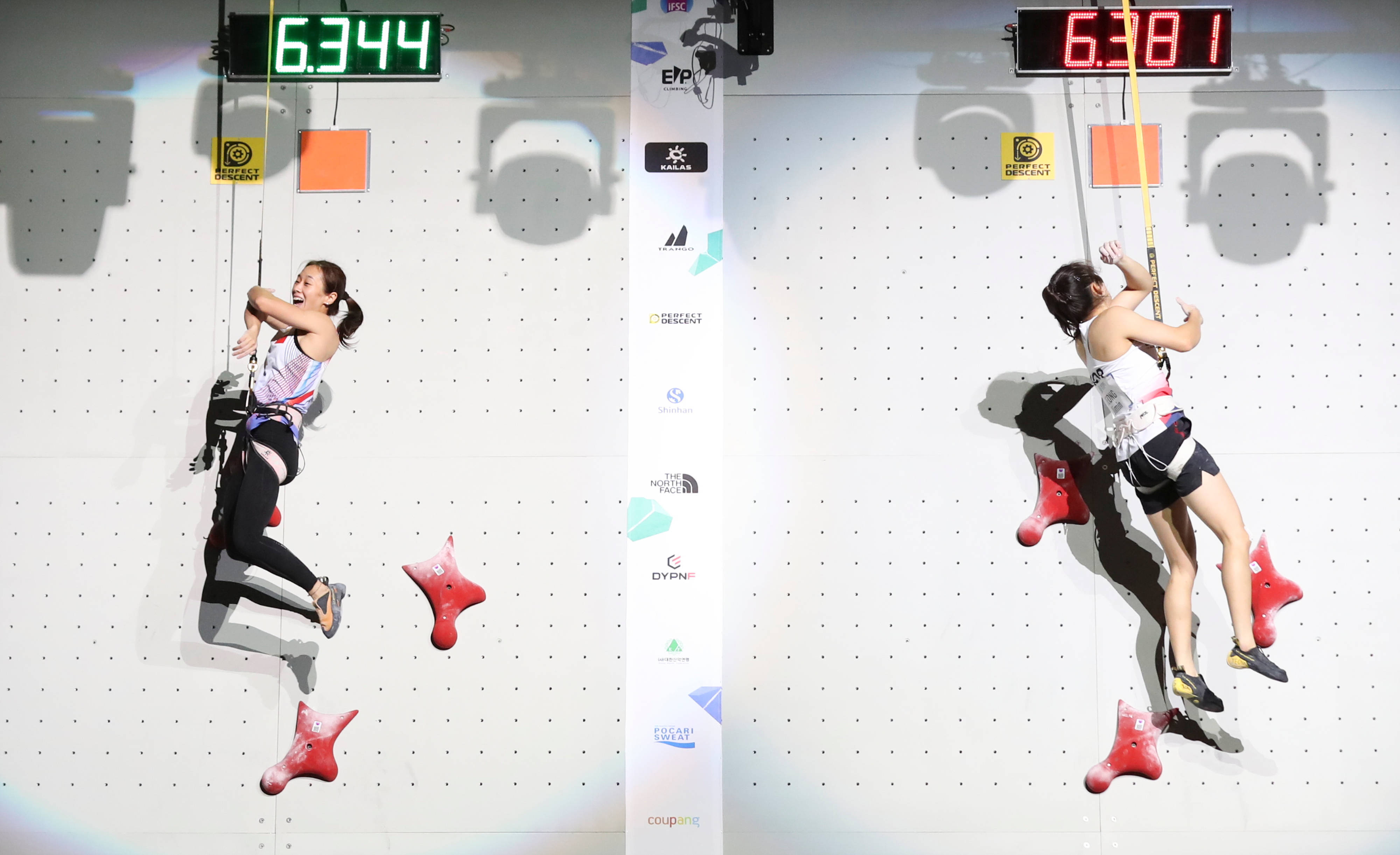 (体育)攀岩——世锦赛:中国选手获得速度赛亚军、季军